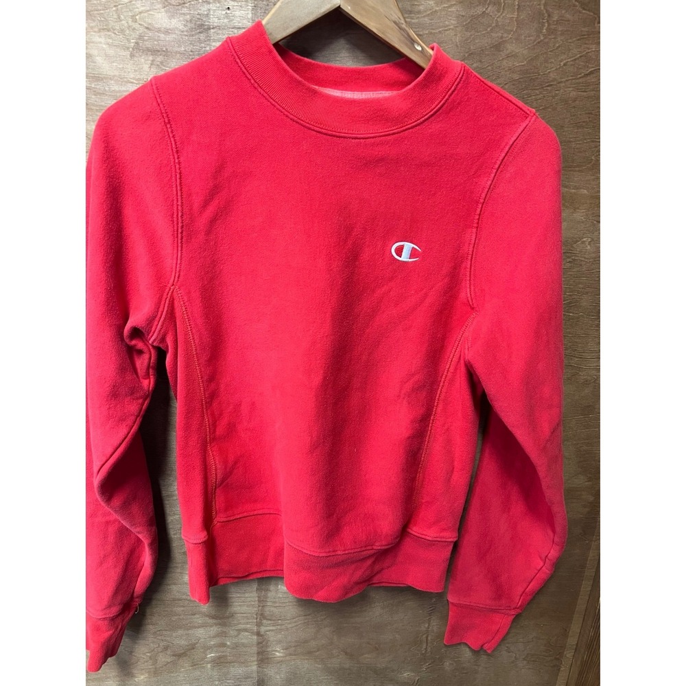 Champion Reverse Weave Sweatshirt Red Crewneck Embroidered Logo XS - Picture 2 of 6